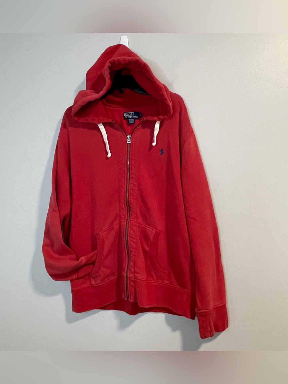 VTG Ralph Lauren Red Zip-Up Hooded Sweatshirt XL